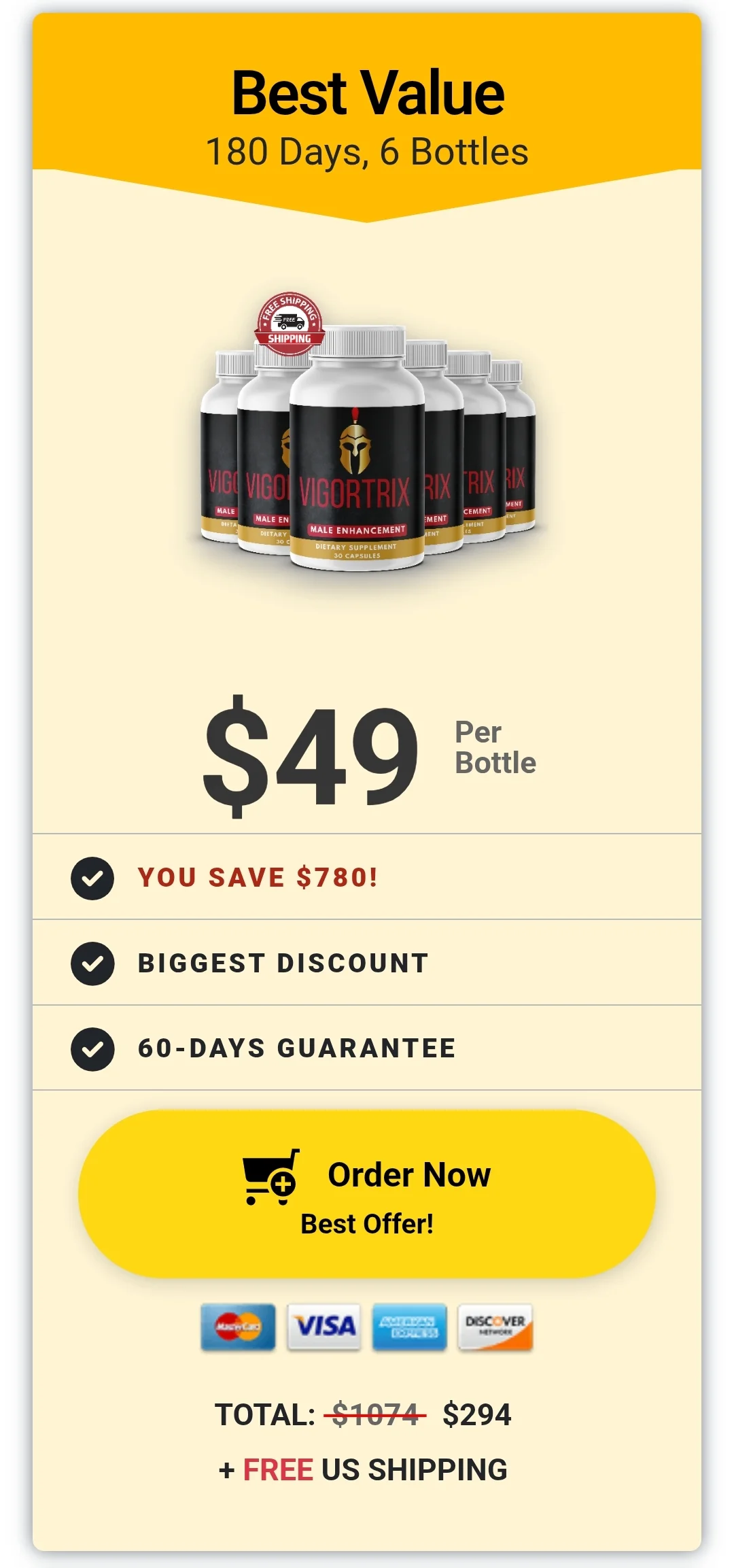 Vigortrix™ 6 bottles pricing